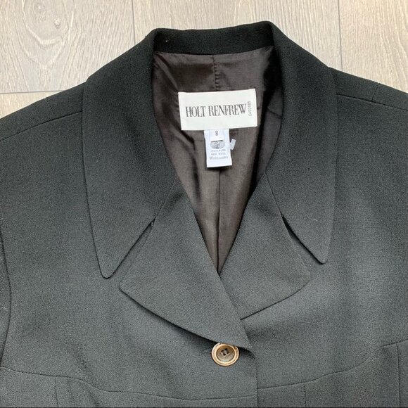 Holt Renfrew Women’s Blazer Jacket Collar Button Down Wool Vintage 90s y2k 2000s - Picture 9 of 16